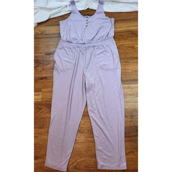 Torrid Sleep Terrycloth Purple Sleeveless‎ Elastic Waist Jumpsuit Lounge Sz 2X - Picture 1 of 5